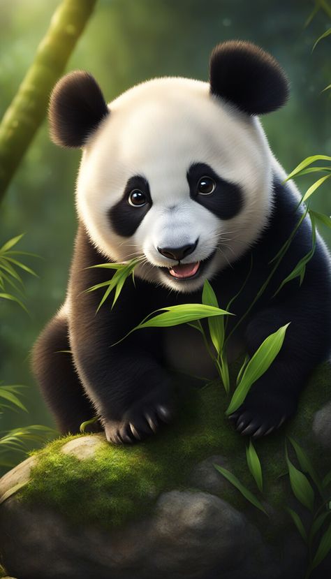 Cute baby Panda - AI creation Panda Images, Raccoon Family, Paige Halliwell, Portraits Art, Animal Portraits Art, Panda Art, Animal Portraits, Panda Love, Wildlife Paintings