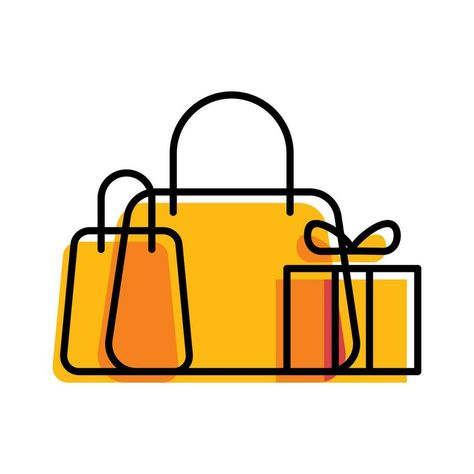 shopping bags and gift yellow outline ecommerce Icon button Bag Animation, Shopping Bag Design, 2d Animation, Shopping Bags, Icon Design, Vector Art, Vector Free, Character Design, Clip Art