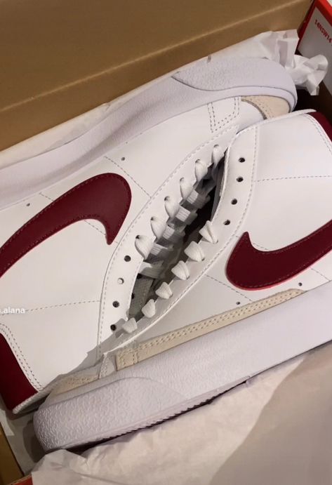 Shoes Nike Boots, Nike By You, Nike Blazer Mid 77 Red, Adidas Leather Shoes, Nike Blazers Women, Mid Blazers, Nike Blazer Shoes, Nike Blazer Mid 77 Women, Cortez Nike