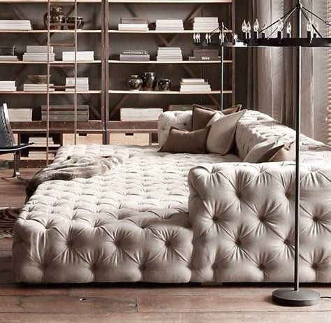 On this tufted sofa bed. | Community Post: 44 Amazing Places You Wish You Could Nap Right Now Pit Couch, Cool Couches, Smart Tiles, Upholstered Daybed, Cozy Place, Home Design Decor, A Living Room, My New Room, Home Fashion