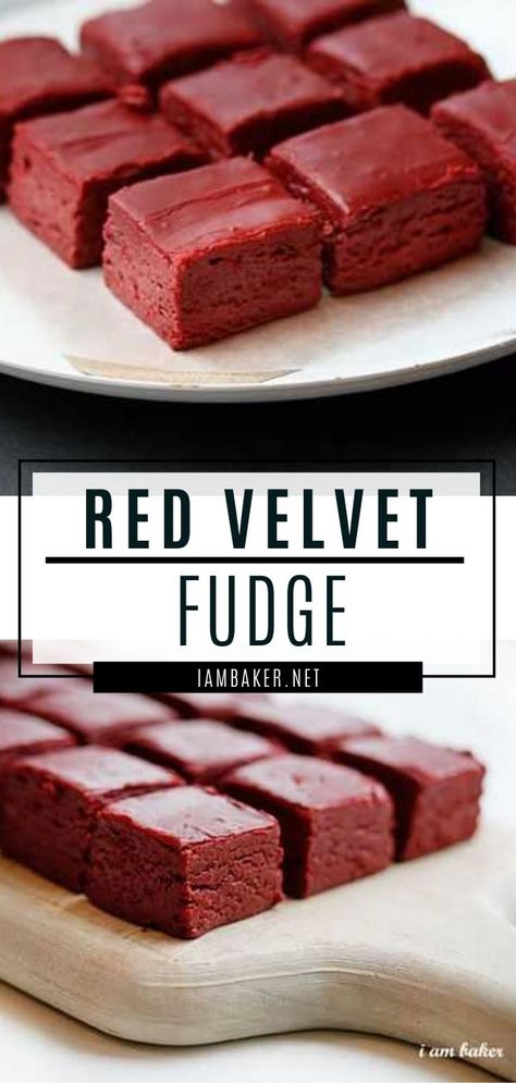 A fancy Valentine's Day dessert recipe? Try making this Red Velvet Fudge! This treat is so easy to make and will definitely impress your date and even the whole family. Make this dessert for a romantic dinner at home! Red Velvet Baked Goods, Red Velvet Fudge Recipe, Romantic Dessert Recipes, Valentines Desserts To Sell, Red Desserts Ideas, Valentine’s Recipes, Desserts For Him, Red Food Ideas, Valentines Day Recipes Desserts