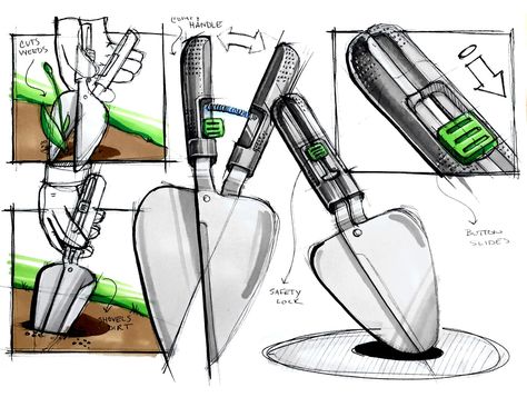 How to Sketch Like an Industrial Designer - Skillshare Scamper Design Ideas, Shovel Sketch, Industrial Design Sketch Products, 工业设计 Industrial Design, Industrial Product Design Sketch, Product Design Sketch Concept, Industrial Design Drawing, Industrial Sketch, Product Design Sketch