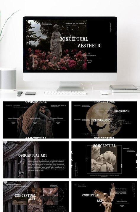 Language Astetic, Vintage Powerpoint Design, Fancy Powerpoint Design, Dark Academia Powerpoint, Aesthetic Powerpoint, Mẫu Power Point, Posters Conception Graphique, Mises En Page Design Graphique, Design Slide