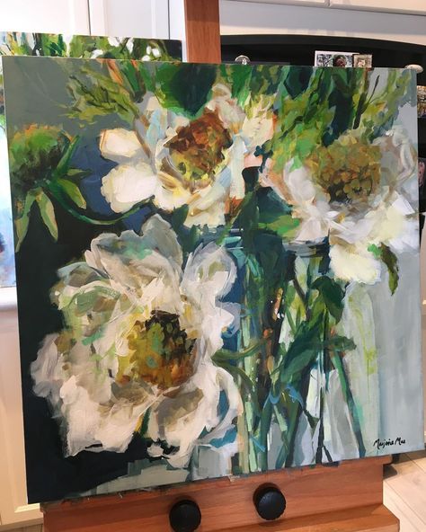 Three Flowers, Painting Abstract Flowers, Easy Texture Painting Ideas, Bridal Bouquet Painting, Marjorie Mae Paintings, Painting Woman Flowers Head, Vintage Bouquet Painting, Flower Bouquet Oil Painting, Acrylic Art Projects