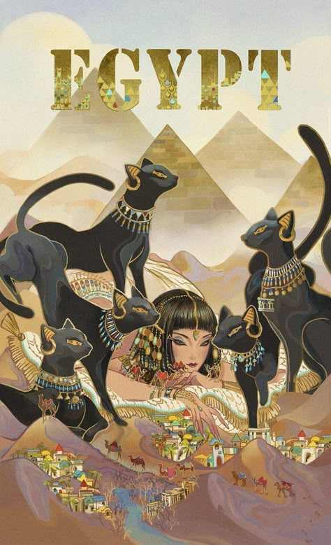 Egyptian Goddess Art, Egyptian Cats, Ancient Egyptian Gods, Egyptian Cat, Ancient Egypt Art, Egypt Art, Ancient Egyptian Art, Egyptian Mythology, Egypt Travel