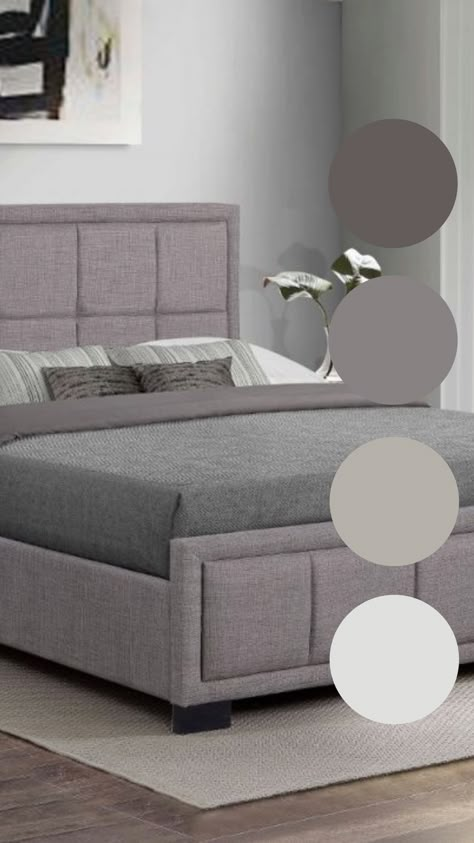 Looking for inspiration for your next bedroom makeover? You can never go wrong with a grey colour pallet! 🎨 Grey And Timber Bedroom, Bed In Grey Colour, Light Grey Bedroom Ideas Colour Palettes, Grey Colour Combination Bedrooms, Grey Brown Double Bed, Grey Wardrobe Bedroom, Grey Colour Scheme Bedroom, Grey Bedroom Colors, Next Bedroom