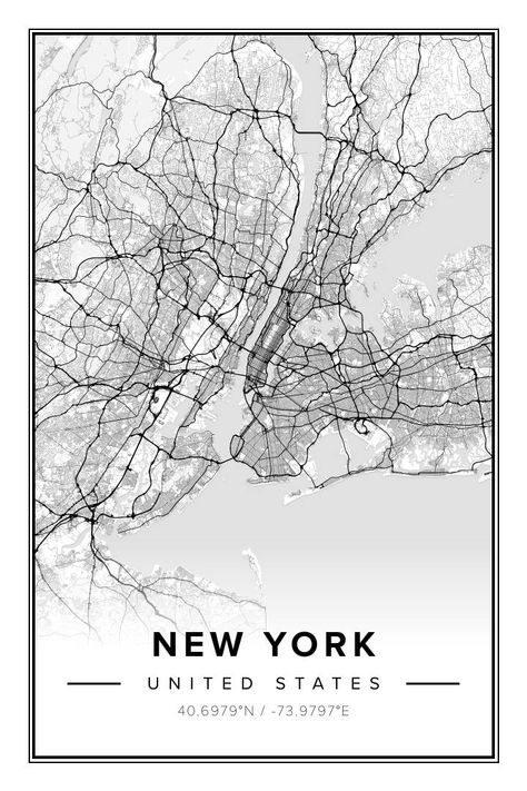 Mapiful poster of New York New York Map Poster, Map Aesthetic, Photo Expo, Maps Aesthetic, Handmade Eyewear, New York Map, Bedroom Artwork, Map Of New York, Personalized Map