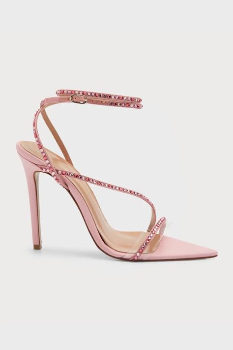 High Heels Aesthetic, Andrea Wazen, High Heels Silver, Trendy High Heels, Heels Aesthetic, Heels Silver, Ankle Tie Sandals, Pink High Heels, Party Heels