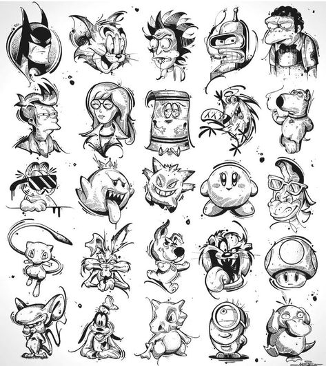 Comic Style Tattoo Pop Art, Cartoon Tattoo Ideas For Men, Mario Tattoo Stencil, Small Tattoos Cartoon, Video Game Tattoo Flash, Cartoon Patchwork Tattoo, Comic Book Tattoo Ideas, 90s Cartoon Flash Tattoo, Pop Culture Tattoo Ideas