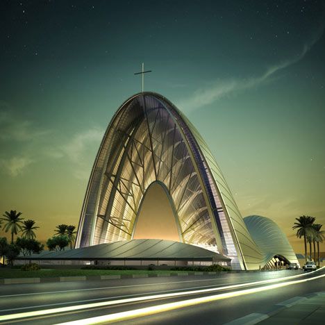 Catholic Church of the Transfiguration by DOS Architects  Visit www.chronos-studeos.com/blog to enjoy architecture features, tips and tricks, and commissioned 3D visualizations by the Chronos Studeos company of architects and CG artists Cities In Africa, The Transfiguration, Modern Church, Religious Architecture, Amazing Buildings, Lagos Nigeria, Church Architecture, Church Building, Church Design