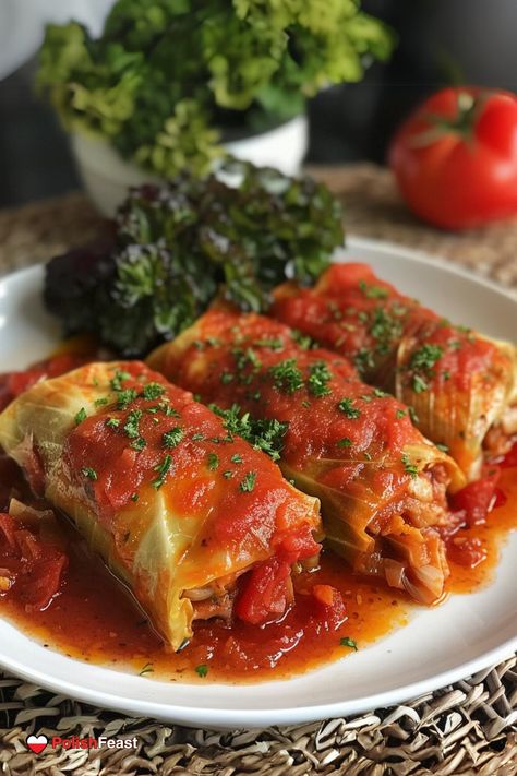 Golabki - Polish Stuffed Cabbage Rolls Polish Stuffed Cabbage Rolls, Cabbage Rolls Polish, Polish Stuffed Cabbage, Polish Foods, Stuffed Cabbage Rolls, Cabbage Rolls Recipe, Stuffed Cabbage, Polish Food, Traditional Recipes