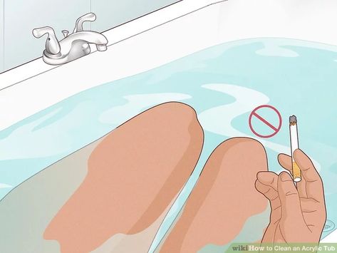 3 Ways to Clean an Acrylic Tub - wikiHow How To Deep Clean Bathtub, Cleaning Acrylic Bathtub, Tub Cleaning, Tub Refinishing, Remove Water Spots, Plastic Bathtub, Bathtub Cleaner, Remove Rust Stains, Cozy Cottage Kitchen