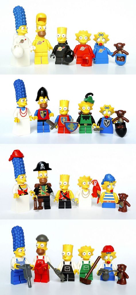 LEGO Simpsons - Space Family, Castle Family, Pirate Simpsons, City Simpsons Lego Ninjago Minifigures, Lego Simpsons, Easy Lego Creations, Lego Pirates, Space Family, Lego People, Lego Minifigs, Lego Figures, Lego Bricks