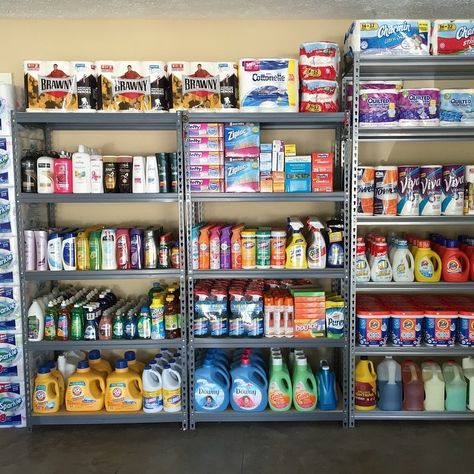 Cleaning Supplies Stock Pile, Extreme Couponing Stockpile Storage, Bulk Storage Ideas, Stockpile Room, Coupon Stockpile Organization, Stock Pile Organization, Couponing Stockpile, Extreme Couponing Stockpile, Comfy Room Ideas