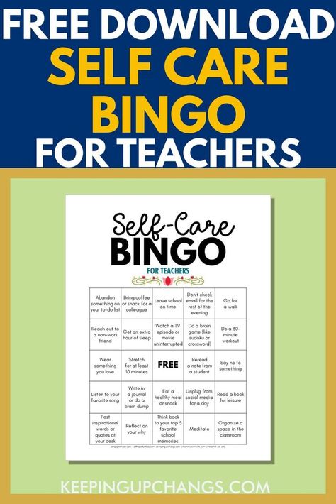 Free SELF CARE BINGO CHALLENGE FOR TEACHERS AND EDUCATORS printable. Encourage positity and mental health and wellness by giving yourself the tender loving care and attention you deserve. Easy to DIY instant digital download. Great way to reset when feeling the onset of burnout when school overpowers home and your social life. For educators in preschool, elementary, middle school, high school, college. Teacher Self Care Bingo, Wellness Bingo Free Printable, School Social Work Week, Staff Wellness Challenges, Wellness Week Ideas School, Teacher Wellness Ideas, Mental Health Activity Ideas High School, Staff Activities, Self Care Bingo