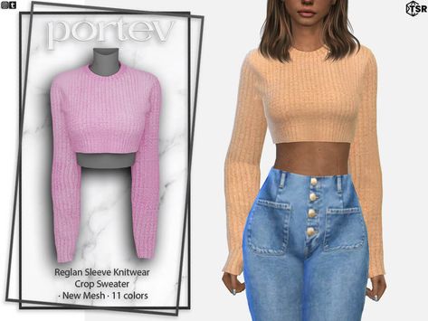 Sims 4 Cropped Sweater, Pink Cropped Hoodie, Mod Hair, Winter Crops, Cc Mods, Best Mods, Sims 4 Cc Finds, Cc Finds, Crop Sweater