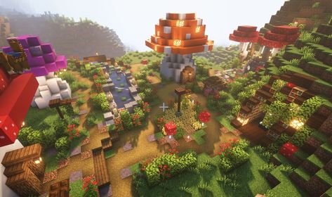 heres my mushroom town i built in minecraft lol Mushroom Town, Minecraft Lol, Minecraft Mushroom, Minecraft Funny, Minecraft Building, Minecraft Projects, Minecraft, Built In, Stuffed Mushrooms