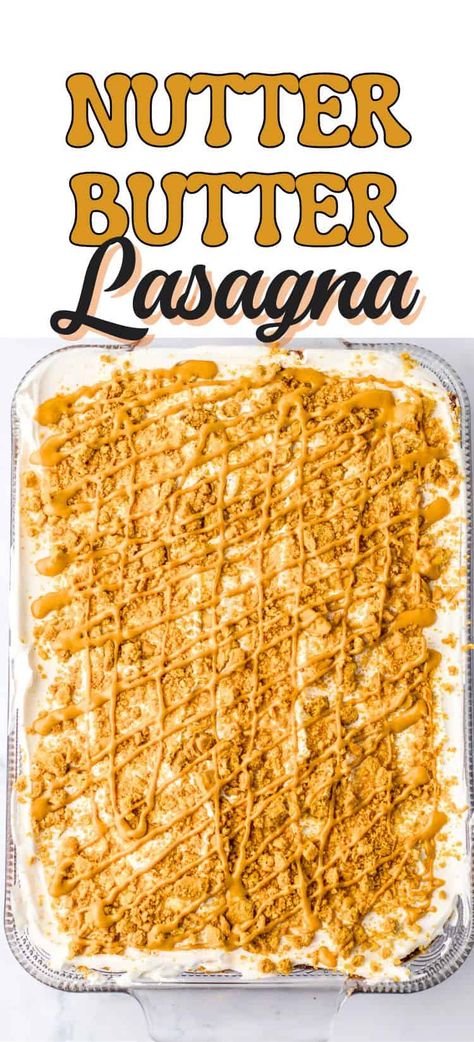 This Nutter Butter Lasagna recipe is a delicious layered dessert full of peanut butter flavor. This wonderful not bake dessert is easy to make too! Perfect for summer picnics and barbecues. Nutter Butter Dessert, Peanut Butter Cookie Lasagna, Peanut Butter Lasagna, Peanut Butter Hot Chocolate, Picnic Desserts, Layered Dessert, Chewy Peanut Butter Cookies, Nutter Butter Cookies, Summer Picnics