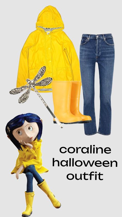 #halloween #coraline #outfit #fyp Coraline Outfit, Halloween Coraline, Coraline Halloween Costume, Coraline Costume, Halloween Costume Outfits, Coraline, Holidays Halloween, Amelie, Halloween Outfits