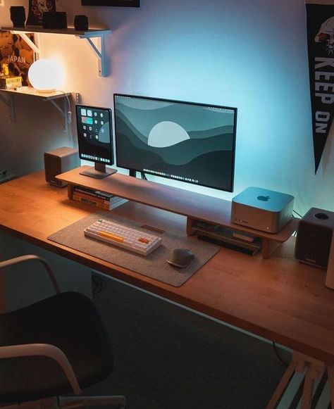 Imac Setup, Mac Desk, Gaming Computer Room, Minimal Setup, Ipad Setup, Mac Setup, Clean Workspace, Dream Desk, Computer Desk Setup