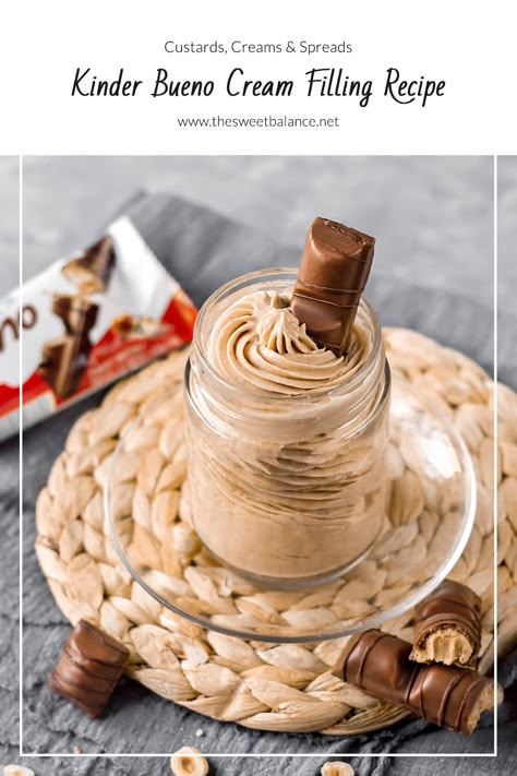 Bueno Filling Recipe, Nutella Cream Filling, Kinder Bueno Recipes, Gumpaste Recipe, Bueno Cake, Bueno Recipes, Hazelnut Filling, Cream Filling Recipe, Easy Spring Recipes