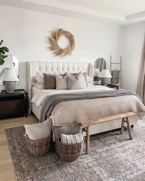 Dwelling Place, Neutral Bedroom Decor, Dream Master, Earthy Bedroom, Modern Farmhouse Bedroom, Transitional Home Decor, Bedrooms Ideas, Transitional House, Master Bedrooms