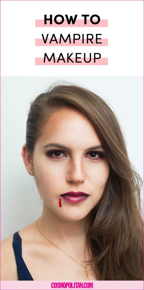 This Super Easy Vampire Makeup Tutorial Is Perfect For Lazy Girls Simple Vampire Makeup Halloween, Vampire Makeup Easy, Easy Vampire Costume Women, Simple Vampire Makeup, Girl Vampire Makeup, Kids Vampire Makeup, Vampire Halloween Makeup, Easy Vampire Makeup, Vampire Makeup Tutorial