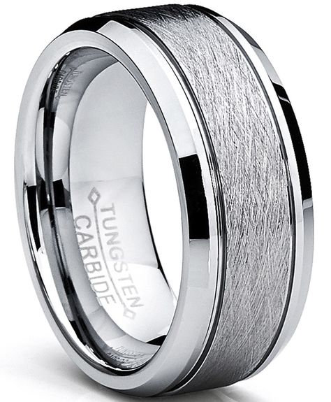 This stylish flat-top ring features a highly polished, grooved band with a brushed textured center. Crafted of durable, lightweight tungsten, this ring offers rounded edges for a comfortable fit. If you are looking for a ring that is scratch proof and forever keep its shine, than our Tungsten Carbide rings are for you. All of our Tungsten rings are Cobalt Free and hypoallergenic. Our rings Due to the Hardness of Tungsten, these rings can be laser engraved, but not hand engraved. All ring come with a Complimentary Leather Ring Box. Your page title Our eBay Store Our Feedback Mens Rings Womens Rings Tungsten Carbide Men's Brushed Center Wedding Band Ring, Comfort Fit ,8 mm Sizes 7 to 15 $100.00 $22.99 This stylish flat-top ring features a highly polished, grooved band with a brushed textured Mens Tungsten Wedding Bands, His Wedding Band, Wedding Ring Men, Men Wedding Rings, Groomsmen Ideas, Rings For Him, Silver Bands, Tungsten Mens Rings, Ring Wire