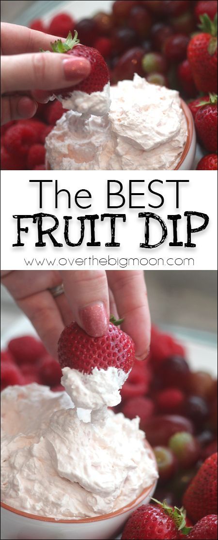 The BEST thick and creamy Fruit Dip! From www.overthebigmoon.com! The Best Fruit Dip, Best Fruit Dip, Pizza Fruit, Cream Cheese Fruit Dip, Chips Dip, Fruit Dips Recipes, Cheesecake Dip, Sweet Dips, Taco Dip