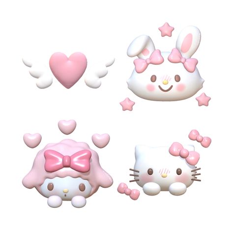 3d Sanrio Icons, 3d Sanrio, Sanrio Icons, Icon Iphone, Cute Png, Pink 3d, Hello Kitty, Kitty, Iphone