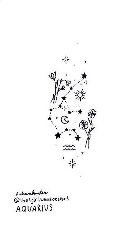 Aquarius Constellation Tattoo, Aquarius Tattoo, Zodiac Sign Tattoos, Spine Tattoos For Women, Constellation Tattoos, Cute Tattoos For Women, Line Art Tattoos, Dainty Tattoos, Spine Tattoos