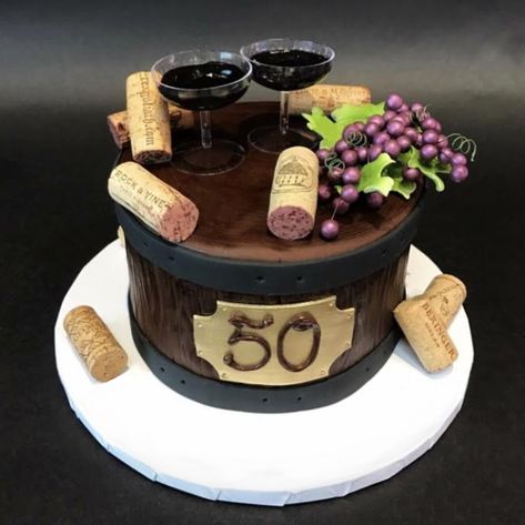 Wine Theme Cakes, Beer Barrel Cake, Birthday Cake Wine, Wine Bottle Cake, Alcohol Cake, Wine Cake, White Birthday Cakes, Cake Lettering, Bottle Cake