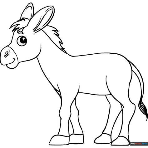 Free Donkey Coloring Page for Kids Donkey Coloring Page, Printable Animal Coloring Pages, Donkey Images, Donkey Drawing, Animal Coloring Pages For Kids, Squirrel Coloring Page, Realistic Dragon, Easy Drawing Guides, Elephant Coloring Page