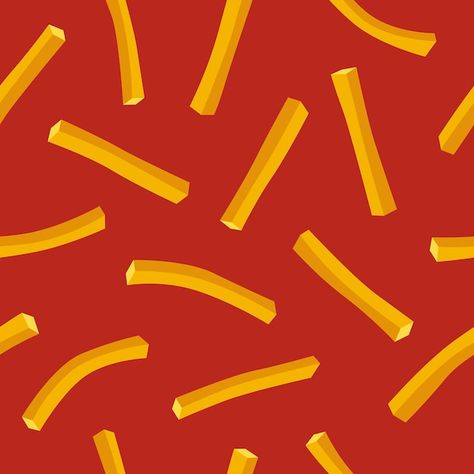 Potato Background Aesthetic, French Fries Aesthetic, Fries Illustration, Fries Aesthetic, Crispy Potatoes, Flat Illustration, French Fries, Red Background, Aesthetic Wallpaper