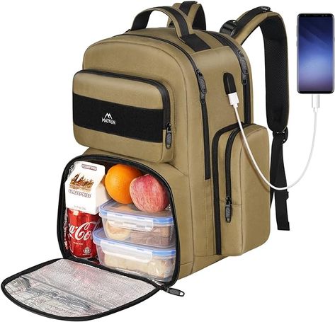 MATEIN Lunch Backpack for Men, 17 Inch Travel Laptop Insulated Cooler Bag box Rucksack with USB Charging Port, Extra Large Water Resistant College Work Computer Daypack Gifts Men Lunch Backpack, Stocking Stuffers For Him, Lunch Box Backpack, Lunch Bag For Men, Work Computer, Cooler Backpack, Mens Lunch Bag, College Office, Mens Backpack Travel