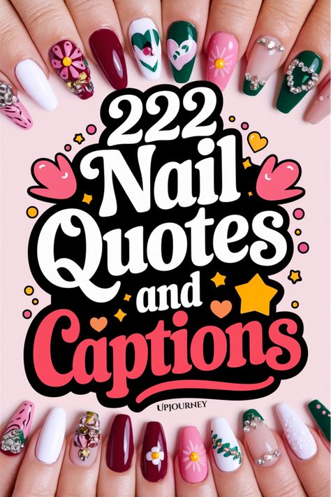 222 Nail Quotes & Captions for Instagram Red Nail Captions For Instagram, Christmas Nails Quotes, Nail Instagram Captions, Nail Post Caption, Red Nails Caption, Nails Quotes For Instagram, Nail Captions, Nails Captions For Instagram, Nails Before Males