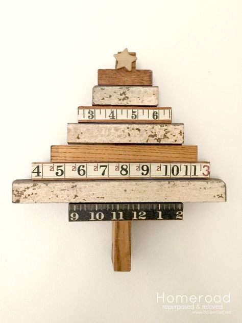 Scrap Wood Christmas Tree, Scrap Wood Christmas, Repurpose Crafts, Ruler Crafts, Wooden Ruler, Small Christmas Tree, Christmas Craft Fair, Upcycle Ideas, Wood Christmas Tree