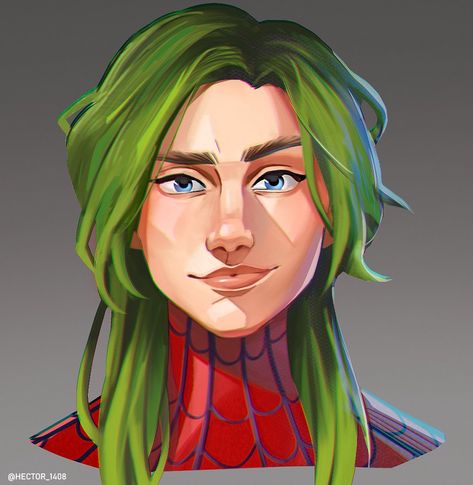 Spider-man Atsv Art Style, Spidersona Portrait, Spiderverse Style Study, Spiderverse Art Style Study, Spiderverse Portraits, Spiderman Art Style, Spider Verse Portrait, Spiderverse Face Claim, Spider Verse Face Claim