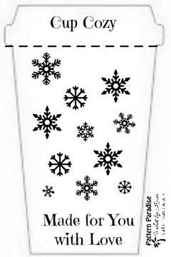 Ravelry: Holiday Graphic Cup Cozy pattern by Maria Bittner Coffee Cup Sleeves Printable, Crochet Grinch Cup Cozy, Crochet Christmas Cup Cozy Free Pattern, Cup Cozy Template Free Printable, Coffee Cup Template Free Printable, Crochet Cheat Sheet, Crochet Printables, Cup Cozy Crochet Pattern, Crochet Labels