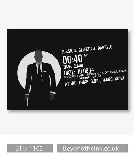 James Bond Theme Party Invitations, 007 Party Invitation, James Bond Invitation, 007 Invitation, James Bond Party Invitation, 65th Birthday Party Ideas, James Bond Theme Party, 007 Party, Bond Party