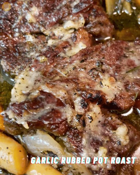 Garlic Rubbed Pot Roast: Best Roast You've Never Had • deepfriedhoney Garlic Chuck Roast, Recipe Chuck Roast, Roasted Garlic Recipe, Oven Pot Roast, Best Roast, Chuck Roast Recipes, Pot Roast Recipe, Garlic Recipe, Garlic Herb Butter