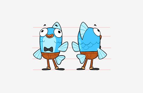 Fish Character Illustration, Superhero Illustration Character, Simple Character Reference, Simple Cartoon Character Design, Fishman Character Design, 2d Cartoon Character Design, Shrimp Character, 2d Animation Character Design, Character Design Shapes