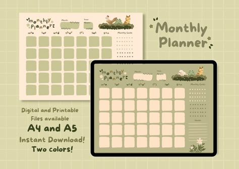 Undated Printable Calendar Monthly Planner Printable Planner Digital Planner F plannerparaimprimir #printablehappyplanner #financialplanner #freegoodnotesplanner👓. Digital Planner Themes, Green Planner, Planner Monthly Layout, Planer Organisation, Digital Monthly Planner, Landscape Planner, Monthly Planner Template, Calendar Monthly, Monthly Planner Printable