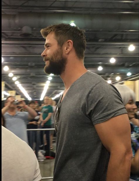 Biceps, pecs.....need I say more? Chris Hemsworth Chris Hemsworth Hair, Luke Hemsworth, Chris Evans Beard, Christopher Hemsworth, Thor Chris Hemsworth, Hemsworth Brothers, Chris Hemsworth Thor, Elsa Pataky, Australian Actors