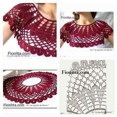 Col Crochet, Crochet Collar Pattern, Crochet Capelet, Crochet Lace Collar, Crochet Cape, Crochet Yoke, Mode Crochet, Crochet Bolero, Crochet Poncho Patterns