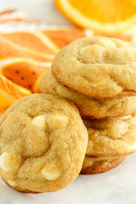 Orange Creamsicle Cookies Oh Sweet Basil Recipes, Dreamsicle Cookies, Creamsicle Cookie Recipe, Farmstand Recipes, Orange Creamsicle Cookies, Creamsicle Cookies, Lemon Pie Recipe, Baked Doughnuts, Snickerdoodle Recipe