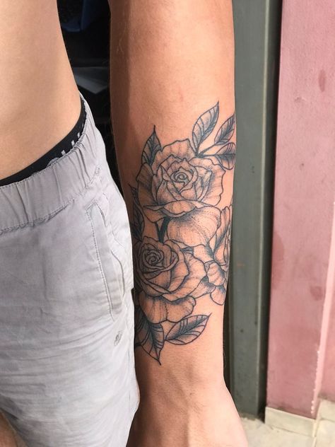 Rose Leg Tattoo Men, Christian Tattoos Men, Mandala Tattoos For Women, Rose Tattoo Forearm, Tattoo Ideas Males, Forearm Tattoo Quotes, Realistic Rose Tattoo, Rose Tattoo Sleeve, Simple Tattoos For Guys