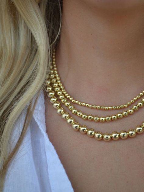 You can't get just one of the Gold Ball and Chain Necklace! Style them as pictured and grab all three sizes ✨ Gold Ball Chain Designs, Ball And Chain, Gold Necklace Designs, The Gold, Ball Chain, Necklace Designs, Chain Necklace, Gold Necklace, Necklaces