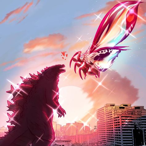 Girls Matching Pfp, Godzilla X Mothra, Matching Pfp Aesthetic, Godzilla Mothra, Godzilla 2, Kaiju Design, Godzilla Comics, Godzilla Wallpaper, All Godzilla Monsters