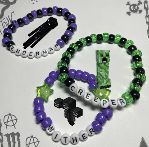 Alt Bracelets, Minecraft Kandi, Bracelet Grunge, Kandi Bracelet Ideas, Ideas Para Pulseras, Pulseras Kandi, Bracelets Kandi, Bracelets With Beads, Kandi Beads